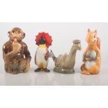 Beswick - Squirrel standing, 1944/63, 1007, Squirrel lying, 1944/63, 1008, Squirrel with nutcracker,