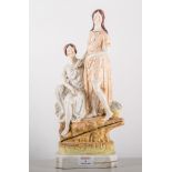 Staffordshire group, two fishermen's' daughters, height 39cms.