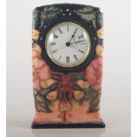 Moorcroft Oberon clock, height 16cm.