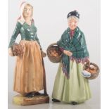 Royal Doulton figure "French Peasant" HN2075, height 24cm, and another "The Orange Seller" HN1953,