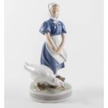 Royal Copenhagen figure of a Goose Girl, 24cms, and five Bing & Grondel,