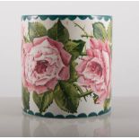 A Wemyss jar/vase, cylindrical form, painted with Red Rose design, Wemyss, printed Goode mark,