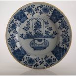 Large Delft dish, circular, floral decoration, 39cms.