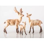 Family of three Beswick deer,