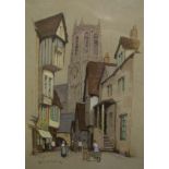 Ernest Uden, Continental Street Scenes, two watercolours, each 31.