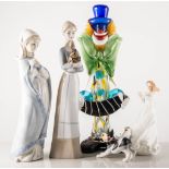 Murano glass clown, Three Goebel cats by R Wachtmeister, Royal Doulton figure 'Thank You', HN3390,