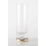 Silver mounted cylindrical glass vase, base line mounted with collar, dated 2004, 25.2cms high.