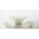 Set of Murano latticino and aventurine flecked bowls, comprising 24cm diameter dessert bowl,