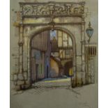 Ernest Uden, The Portal, watercolour and goache, together with "The Courtyard",