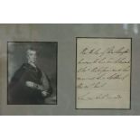 Portrait of the Duke of Wellington, print, with a letter from his secretary,