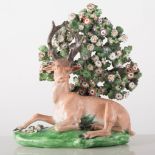 Staffordshire flat back model of a Stag, height 18.5cms, (old restorations).