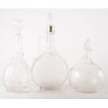 Collection of thirteen glass decanters and stoppers,