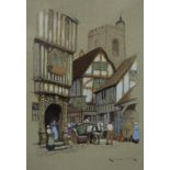 Ernest Uden, Continental Street Scenes, two watercolours,