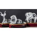 Swarovski Crystal, three Inspiration Africa Triology series figures, 1993-1995; including Lion,