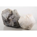 Minerals and crystals: Three large crystal specimens displaying crystal symmetry - quartz,