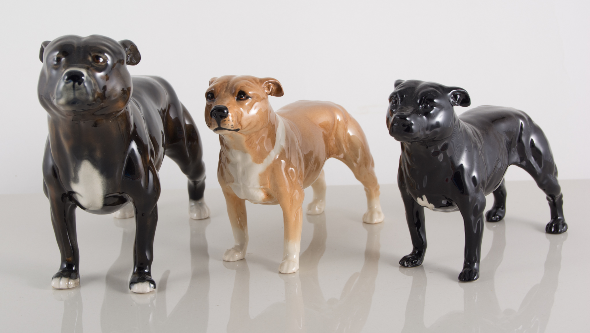 Beswick - Staffordshire Bull Terriers, 1964/69, 1982A, very rare, 1988/89, 3060 x 2 rare, - Image 2 of 2