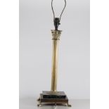 Brass and marble table lamp, formed as a Corinthian column, height 48cm.