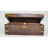 Victorian walnut writing slope, part fitted, width 42cm.