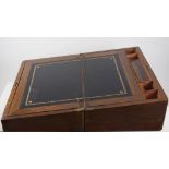 Victorian walnut writing box, slope front interior, width 40cm.