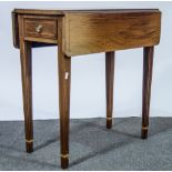 Rosewood Pembroke table, single frieze drawer, width 64cm.