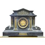 Victorian slate and marble mantle clock.
