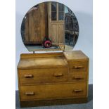 Dressing chest, with circular mirror, fitted with four drawers, width 91cm.