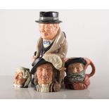 Royal Doulton character jug "Winston Churchill",23cm and eight small character jug,