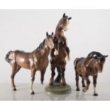 Collection of Beswick horse models, including rearing horse, brown 29cm, Shire Horse,