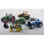 Modern diecast tractors, by Britains Toys and Ertl Toys, with a model car, (15).