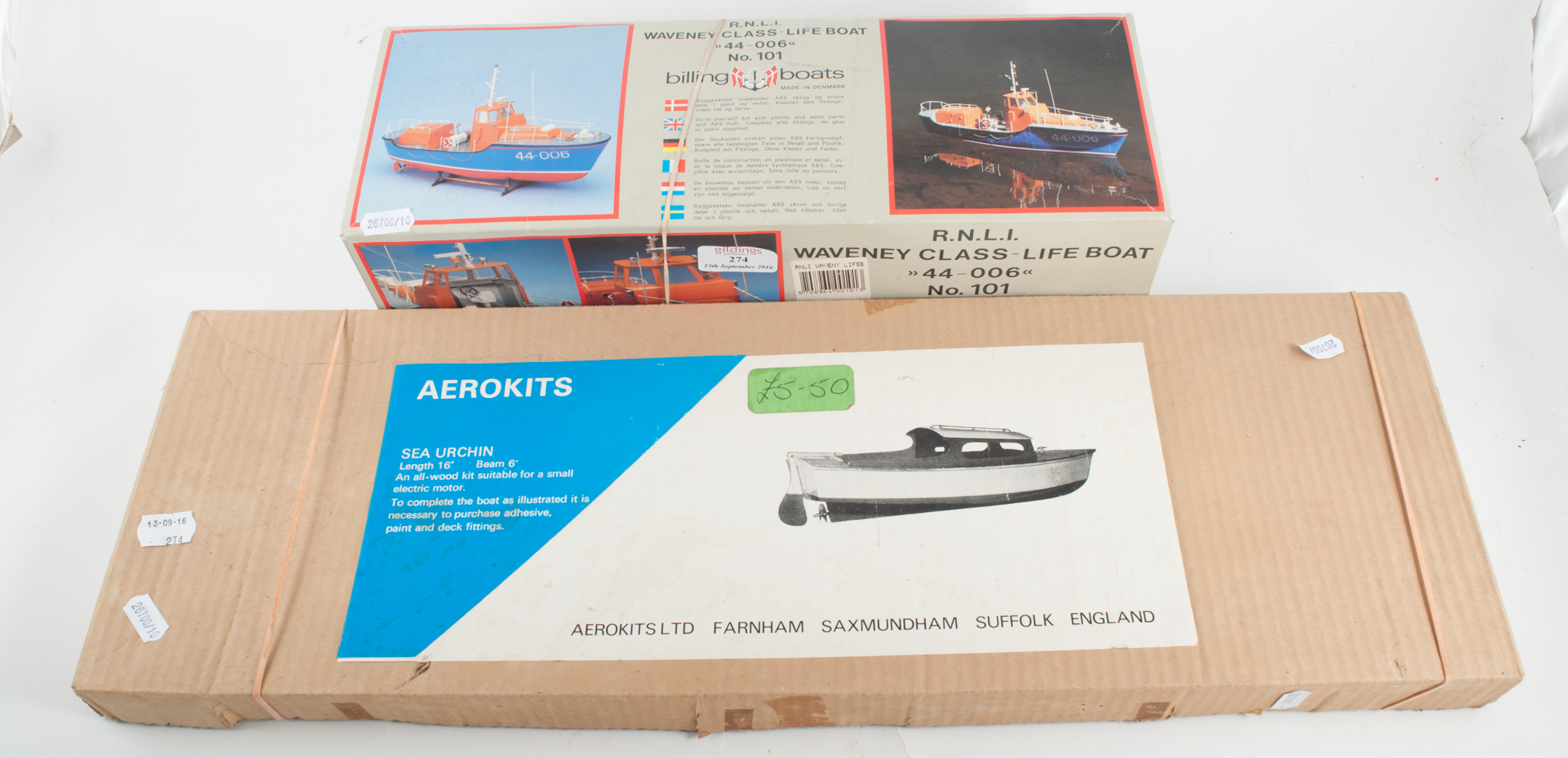 Billing Boats mode, Waveney class life boat no.101, Aerokits Sea Urchin and one other kit, (3).