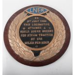 LNER reproduction cast iron presentation plaque,