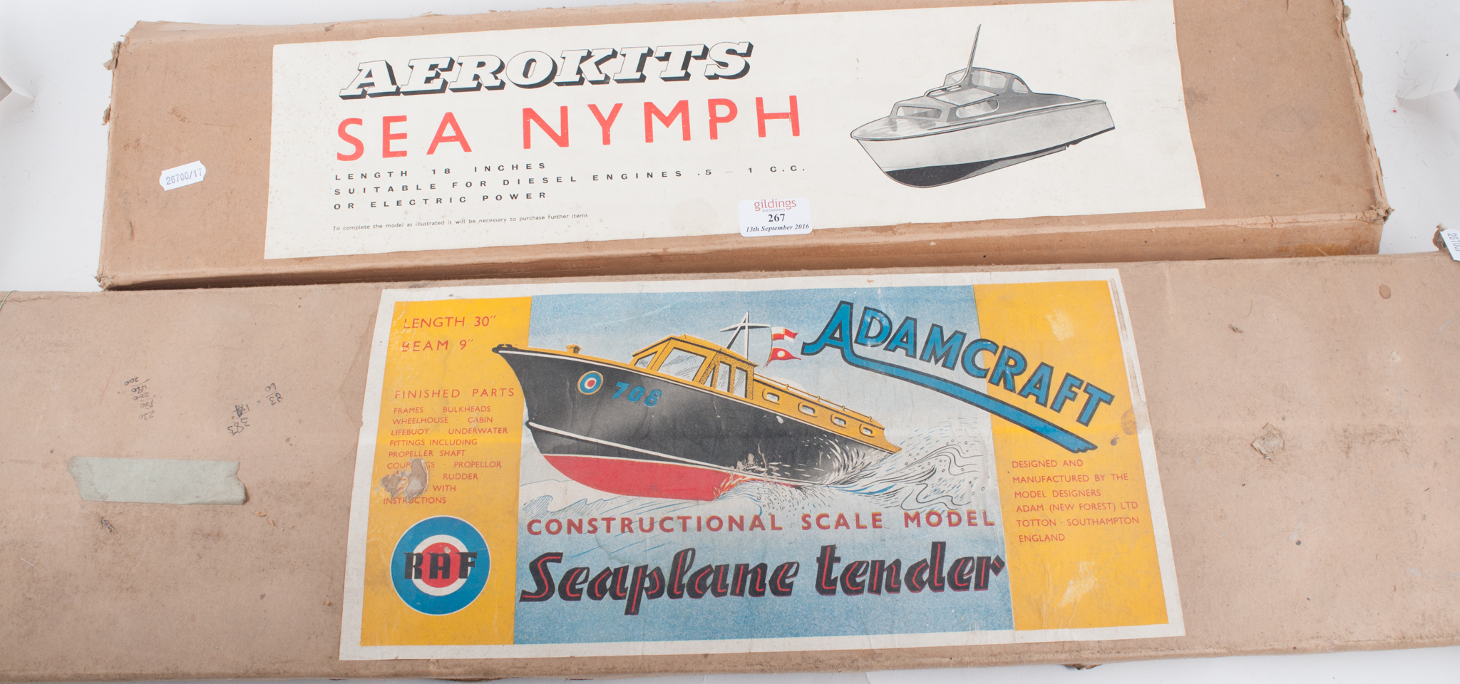 Aerokits 'Sea Nympth', Adamcraft 'Seaplane Tender' and a Marriecraft kit, (3).