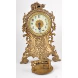 Solid brass mantle clock, no pendulum and key, movement detached,