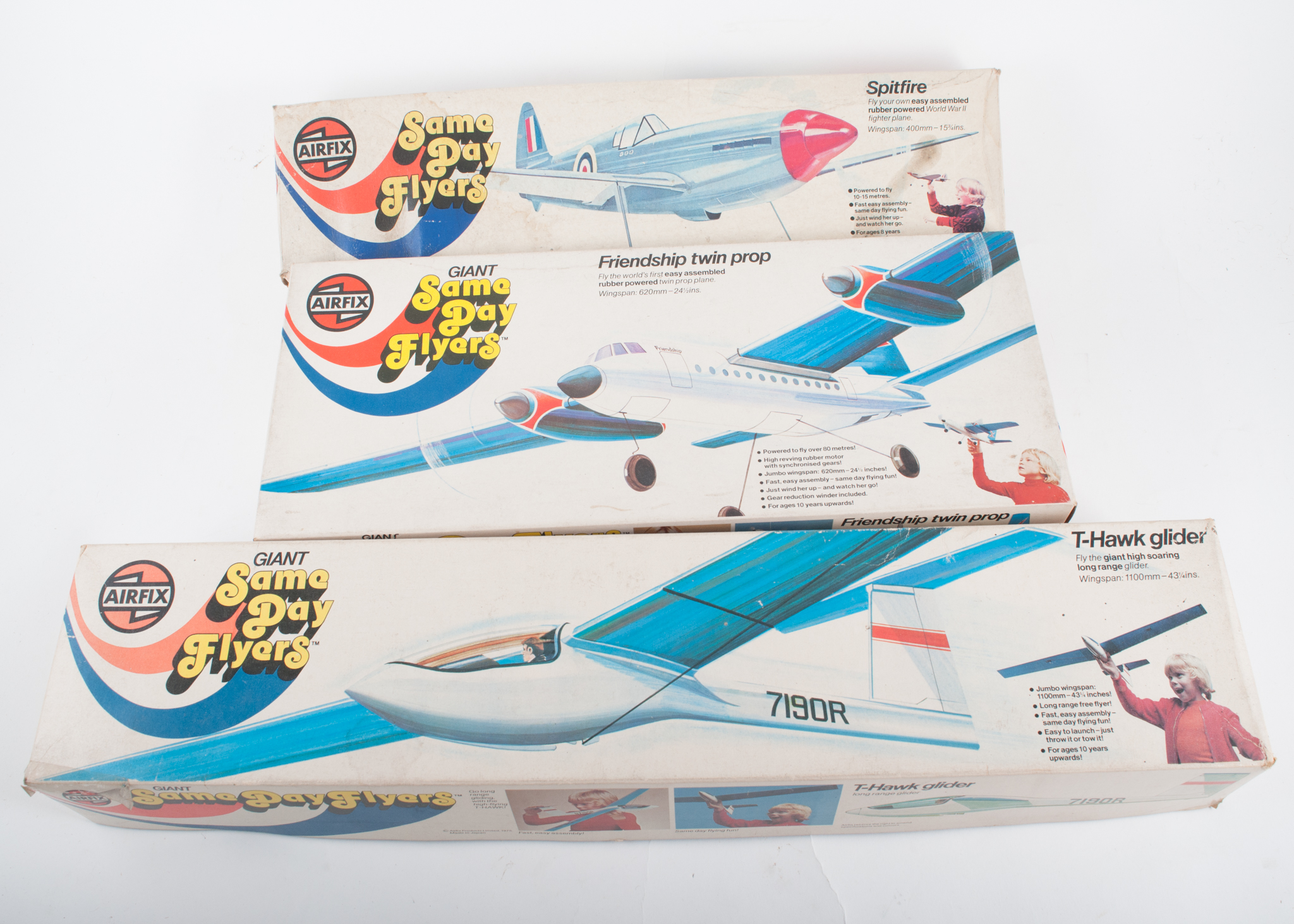 Airfix model flying kits, from the Same-Day-Flyers sereis, to include T-Hawk Glider,