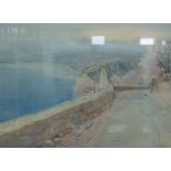Alexander W. Remington, coastal path by an Italian lake, watercolour, signed, 28cm x 40cm.