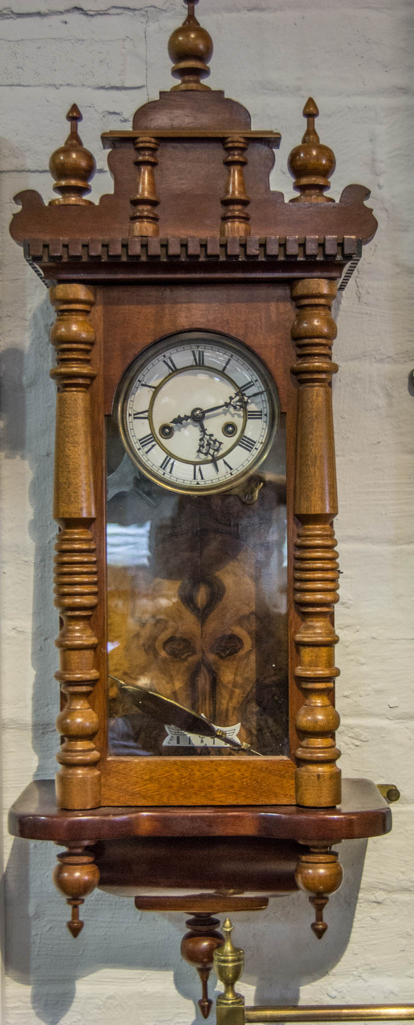 Wall clock, late 19th century movement, rehoused in a walnut case, - Image 2 of 2