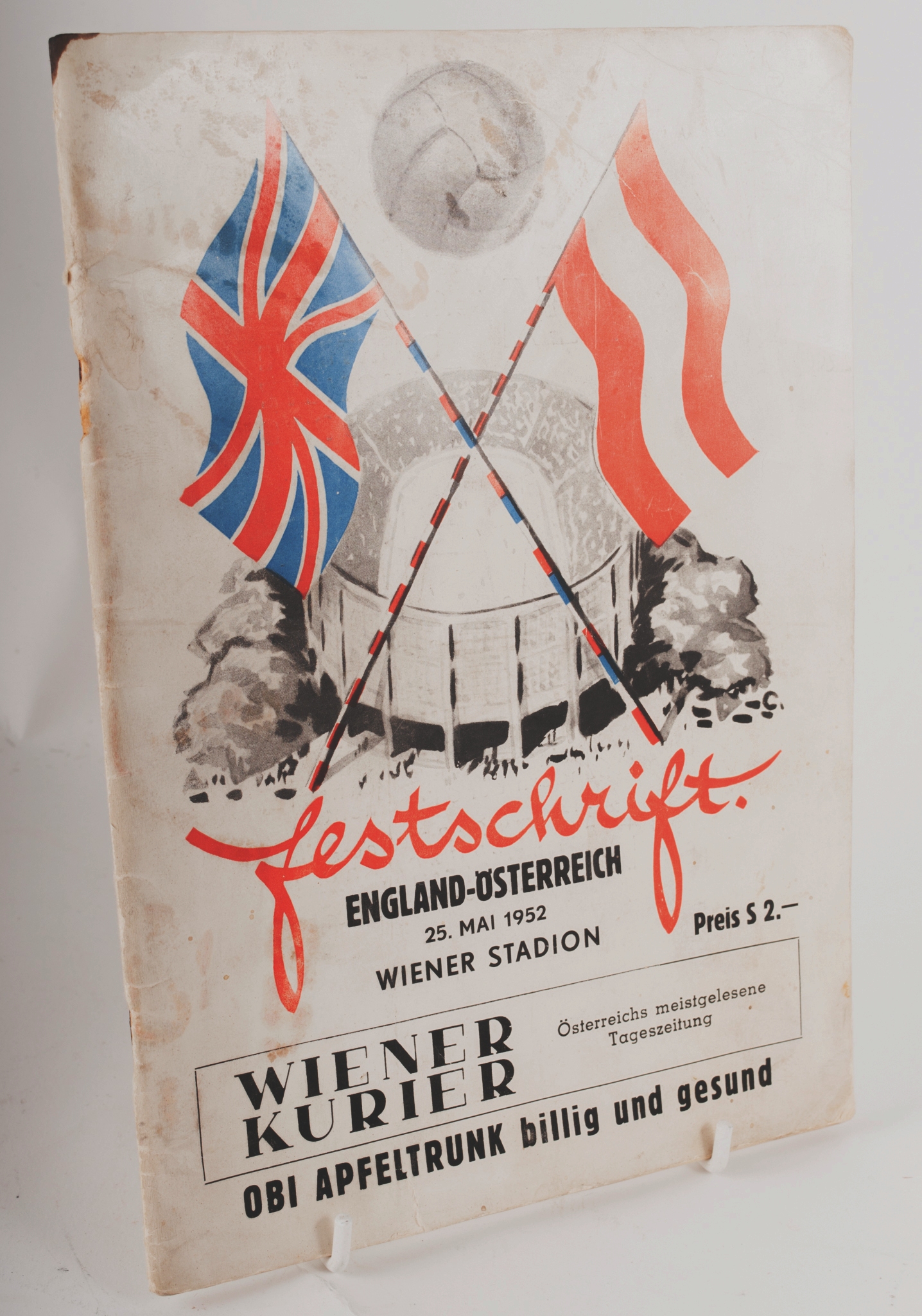 Football programme 1952 Austria v England - Programme on occasion of the international match