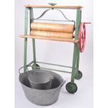 Triang wash day set, mangle, ironing board, clothes horse, washboard, tin bath, pail,