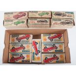 Thirteen plastic model cars by Penguin, series 4, including Riley, Jowett Javelin, Ford Tuder,