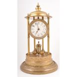 Large brass forty-four day style clock, 38.5cm.