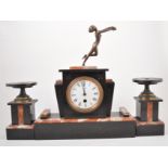 Art Deco marble mantel clock and garniture set,