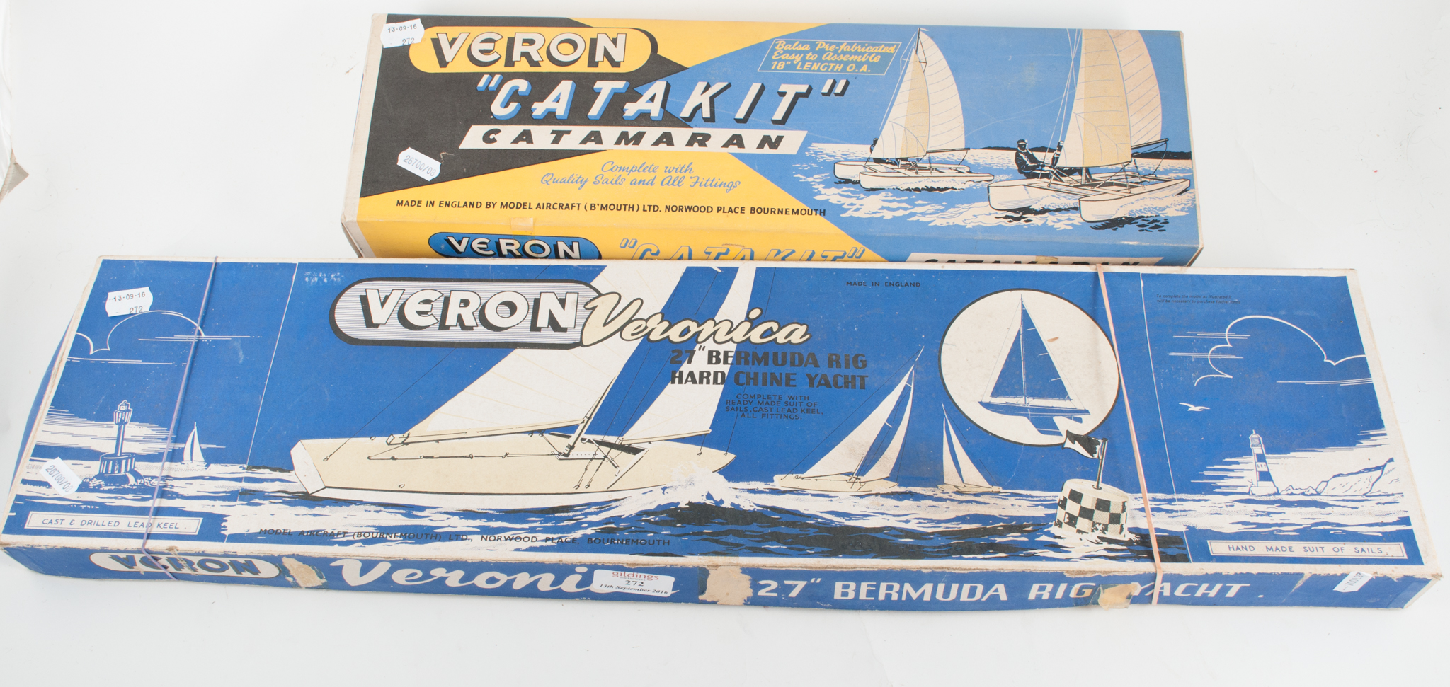 Three model boat kits, Veron Catakit 'Catamaran', Veronic 27" Bermuda Rig and Hard Chine Yacht, (3).