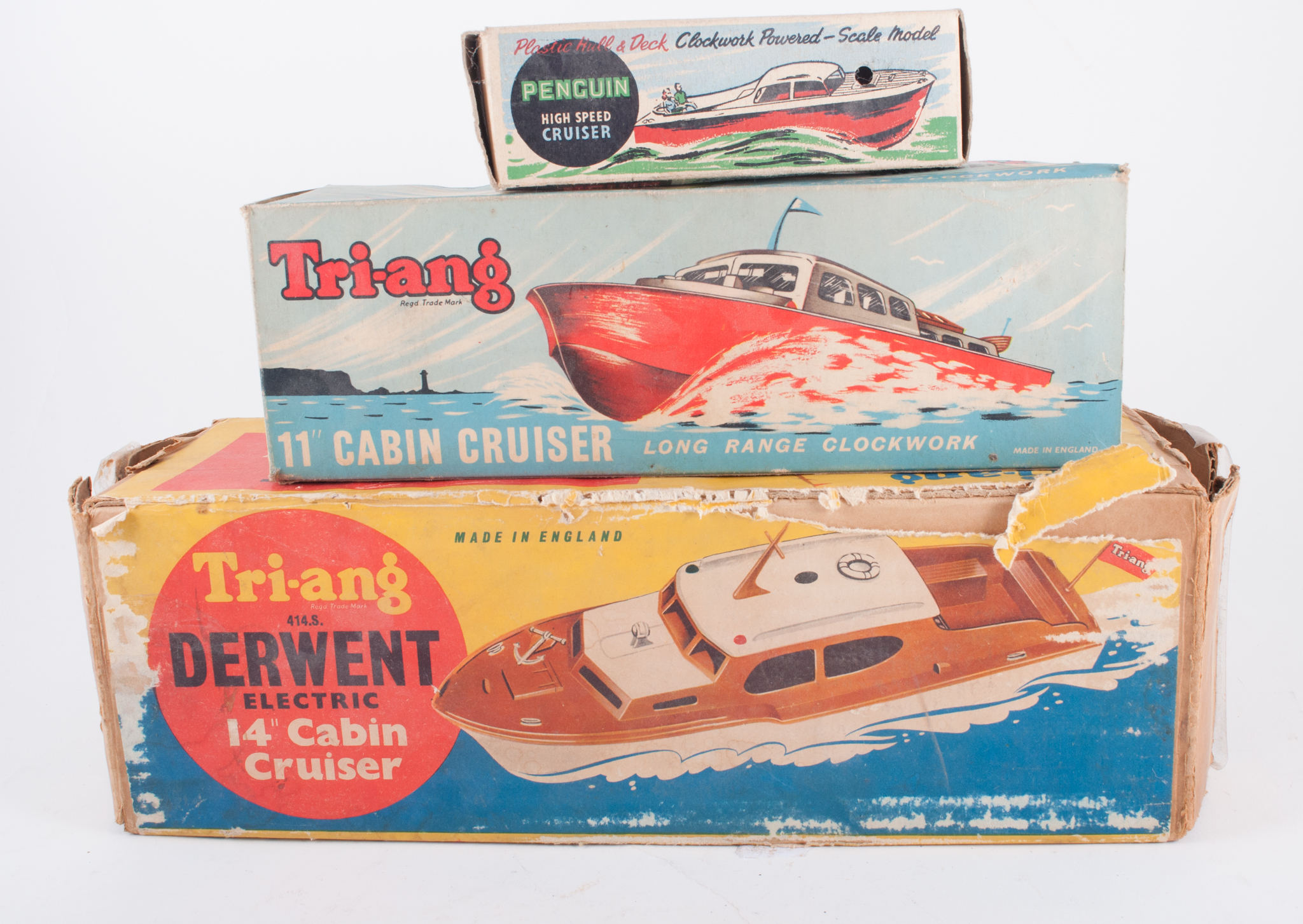 Triang cabin cruiser model, Derwent cabin cruiser, Penguin 'Solent', 'Annie', 'Novel Pinnace',