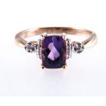 An amethyst dress ring, the rectangular mixed cut stone, 8mm x 6mm,