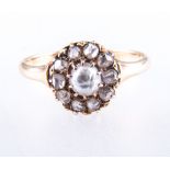 A pearl and diamond cluster ring,