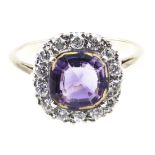 An amethyst and diamond cluster dress ring,