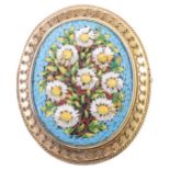 A micro mosaic brooch, the oval mosaic plaque 32mm x 26mm,