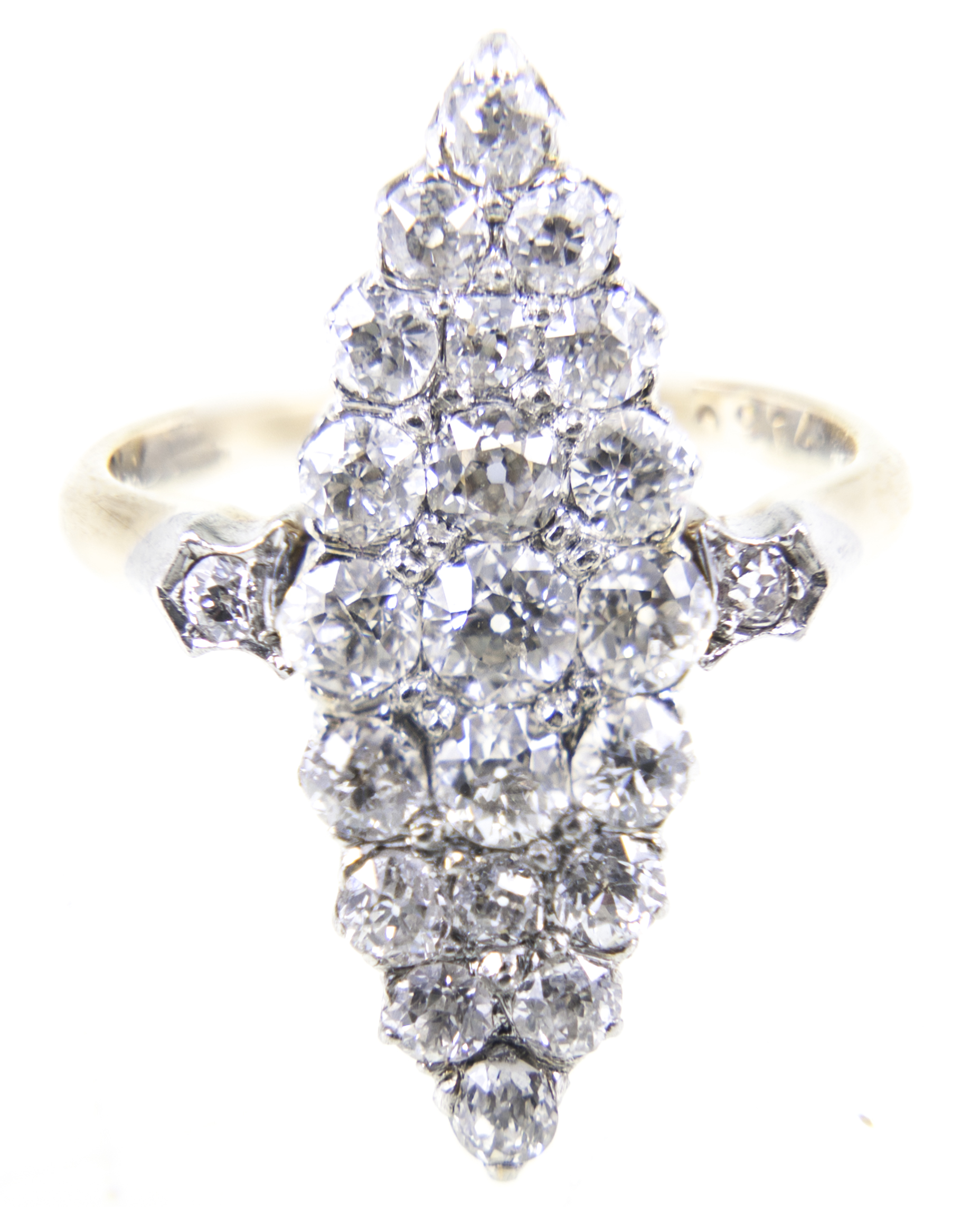 A diamond marquise cluster ring,