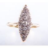 A diamond marquise cluster ring,