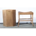 Lloyd Loom basket, chair and stool.